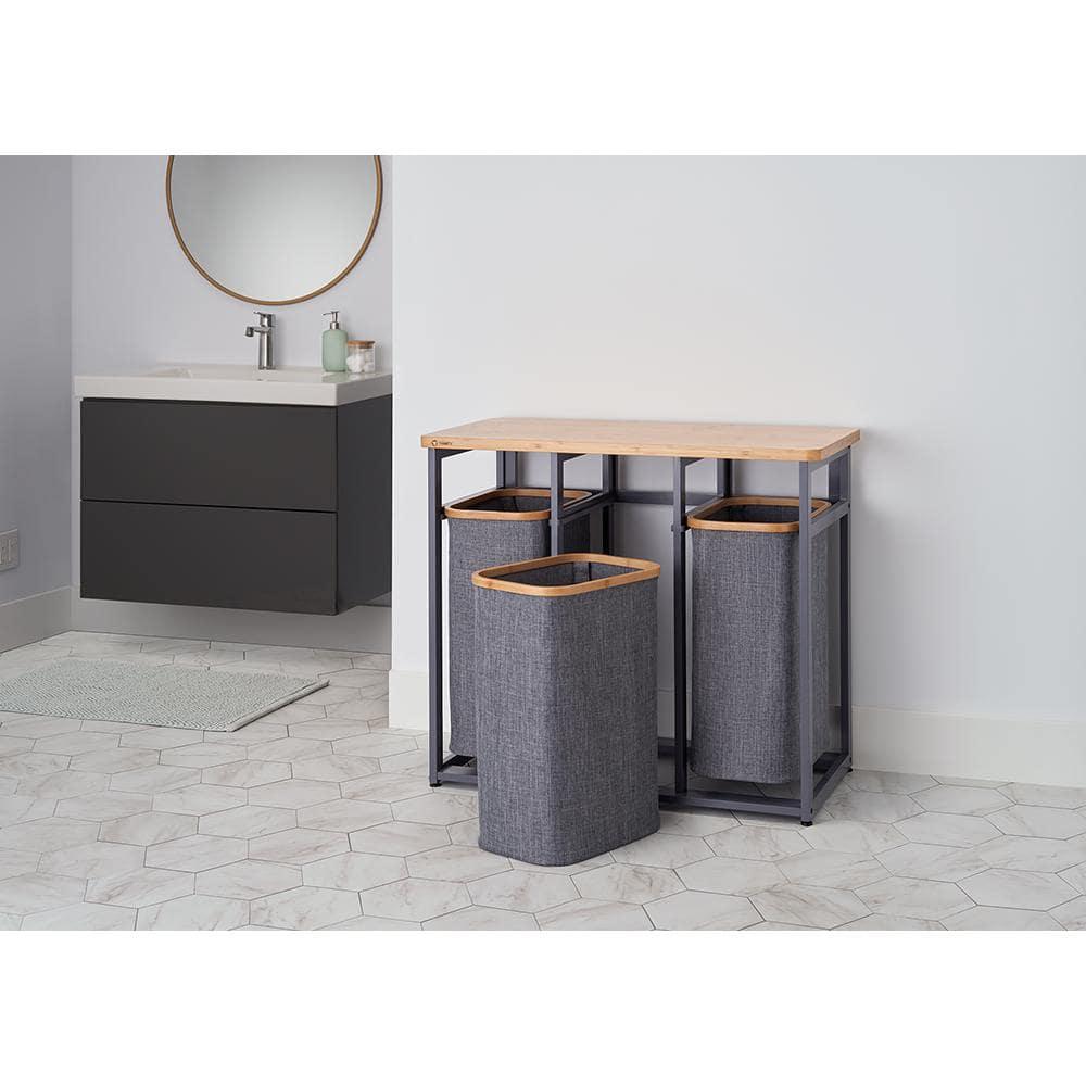 Trinity TRINITY 36 in. H x 30.7 in. H in. x 17.3 in. H Wood (Bamboo) 3-Bag Laundry Sorter