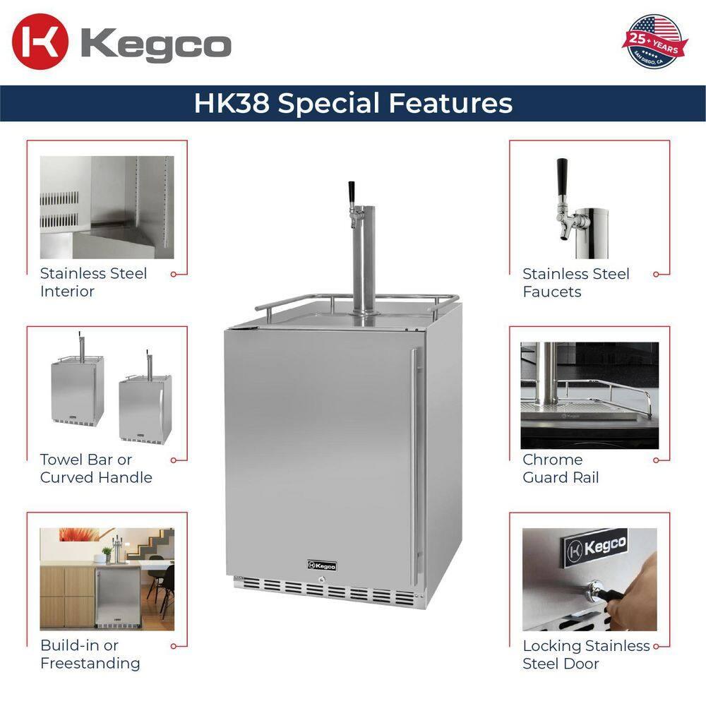 Kegco Kegco 24" Wide Outdoor Single Tap All Stainless Steel Built-In Kegerator with Kit