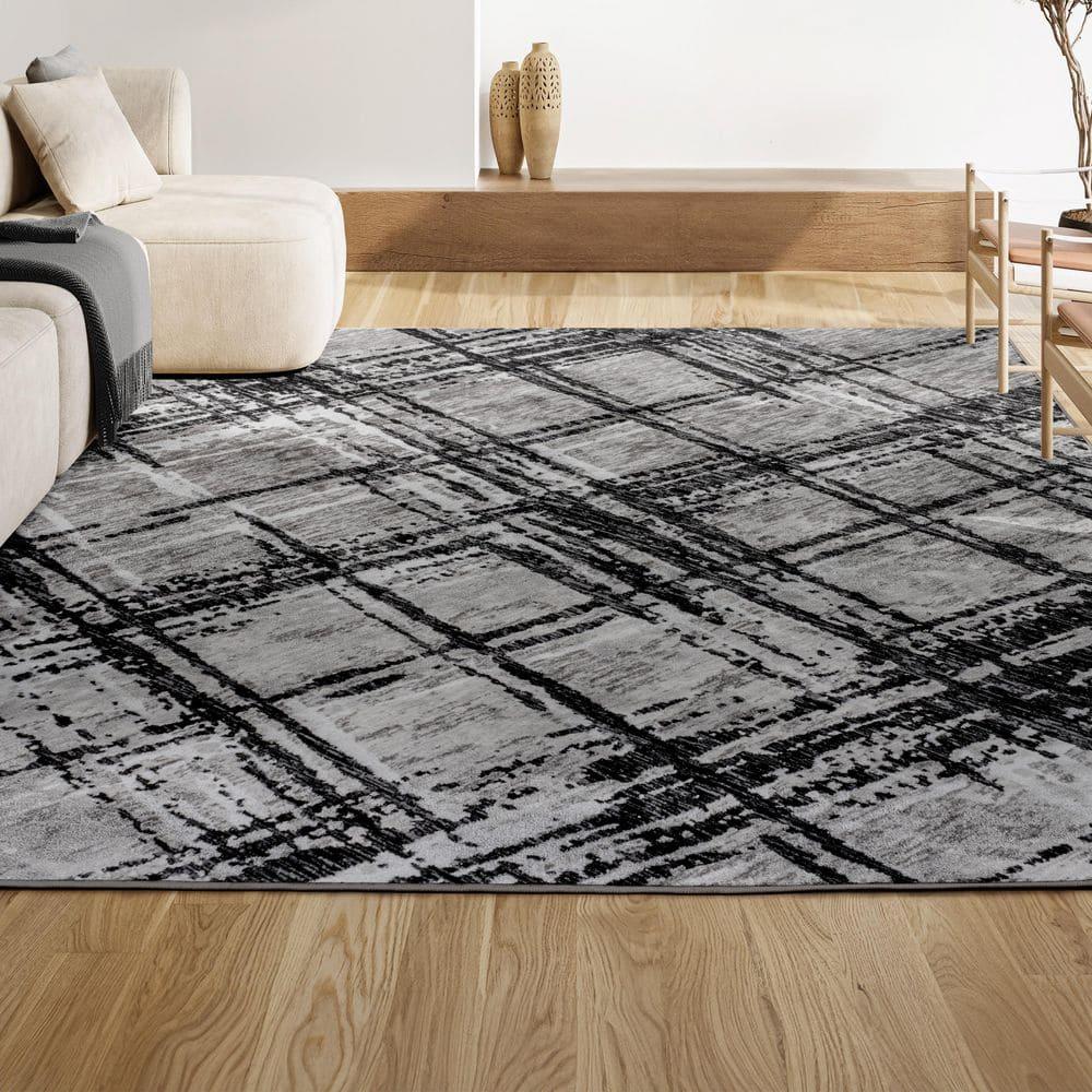 JONATHAN Y Slant Modern Abstract Black/Gray 8 ft. x 10 ft. Area Rug