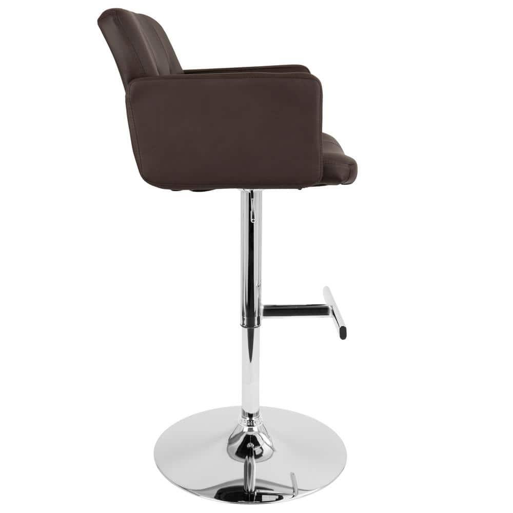 32" Stout Barstool Metal Brown - LumiSource: Upholstered, Swivel, Adjustable Height, Polyurethane Foam