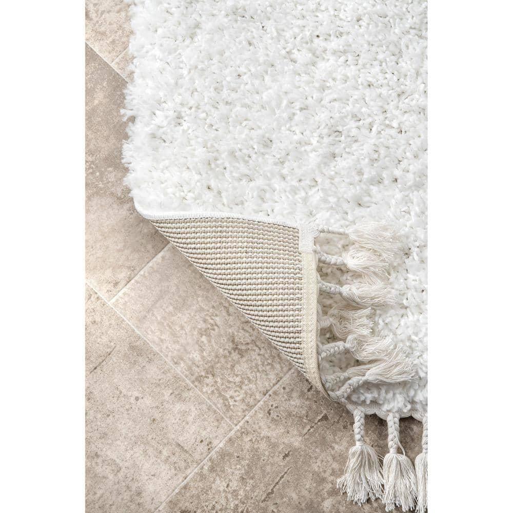 Nuloom Neva Solid 5x8 Shag Indoor Area Rug for Living Room Bedroom Dining Room Nursery, Ivory