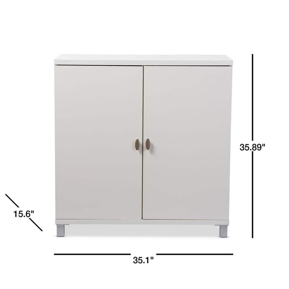 Marcy Modern and Contemporary Wood Entryway Storage Sideboard Cabinet - White - Baxton Studio: Engineered Wood, 5 Shelves, Bag Organizer
