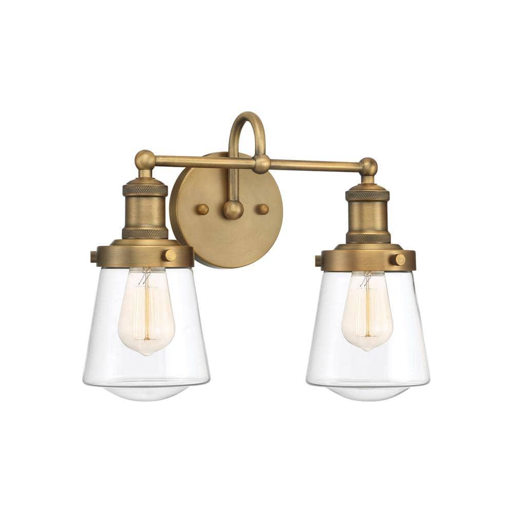 Designers Fountain Taylor 2 Light Old Satin Brass Bathroom Vanity Light Fixture, 69502-OSB