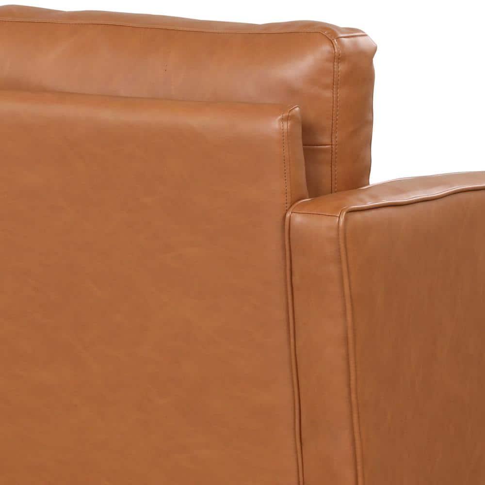 Lifestyle Solutions Lorelei Mid-Century Modern Sofa, Caramel Brown Faux Leather