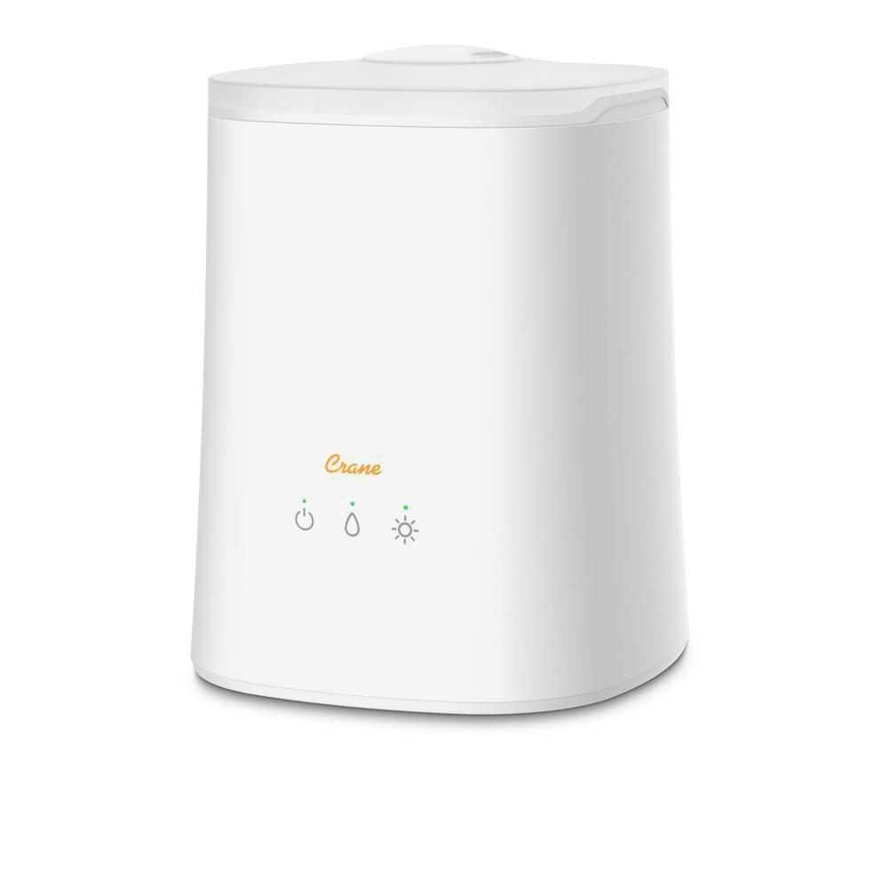 Crane USA 1.2 Gal. Cool Mist Ultrasonic Tabletop Humidifier 500 Sq. Ft., With Night Light, For Bedroom