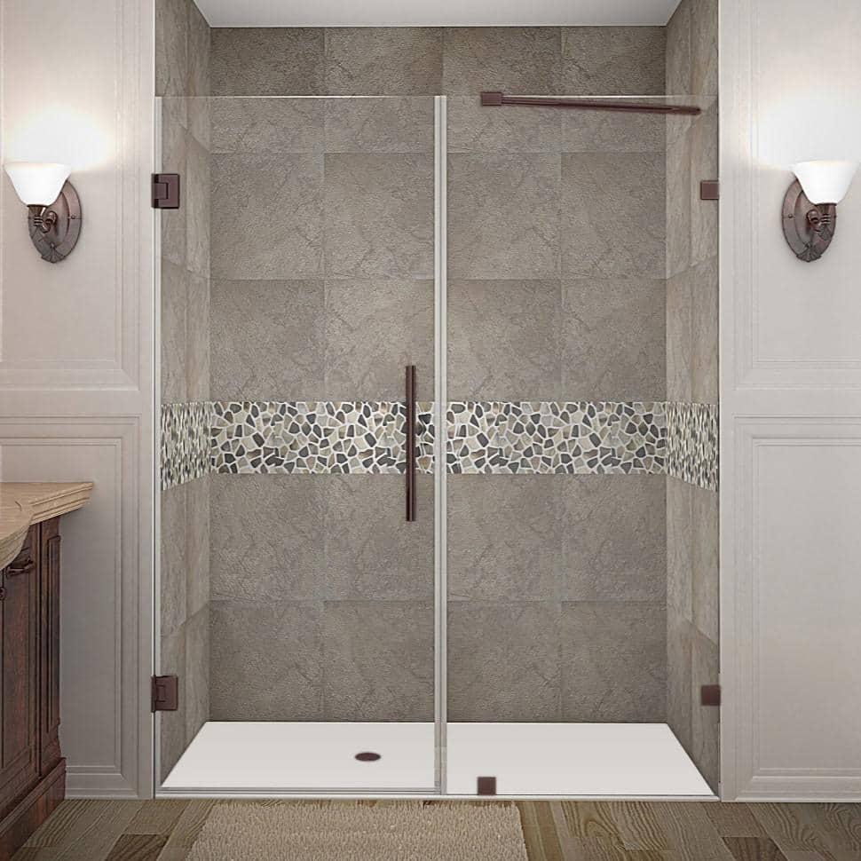 Nautis 64.25" - 65.25" x 72" Hinged Frameless Shower Door