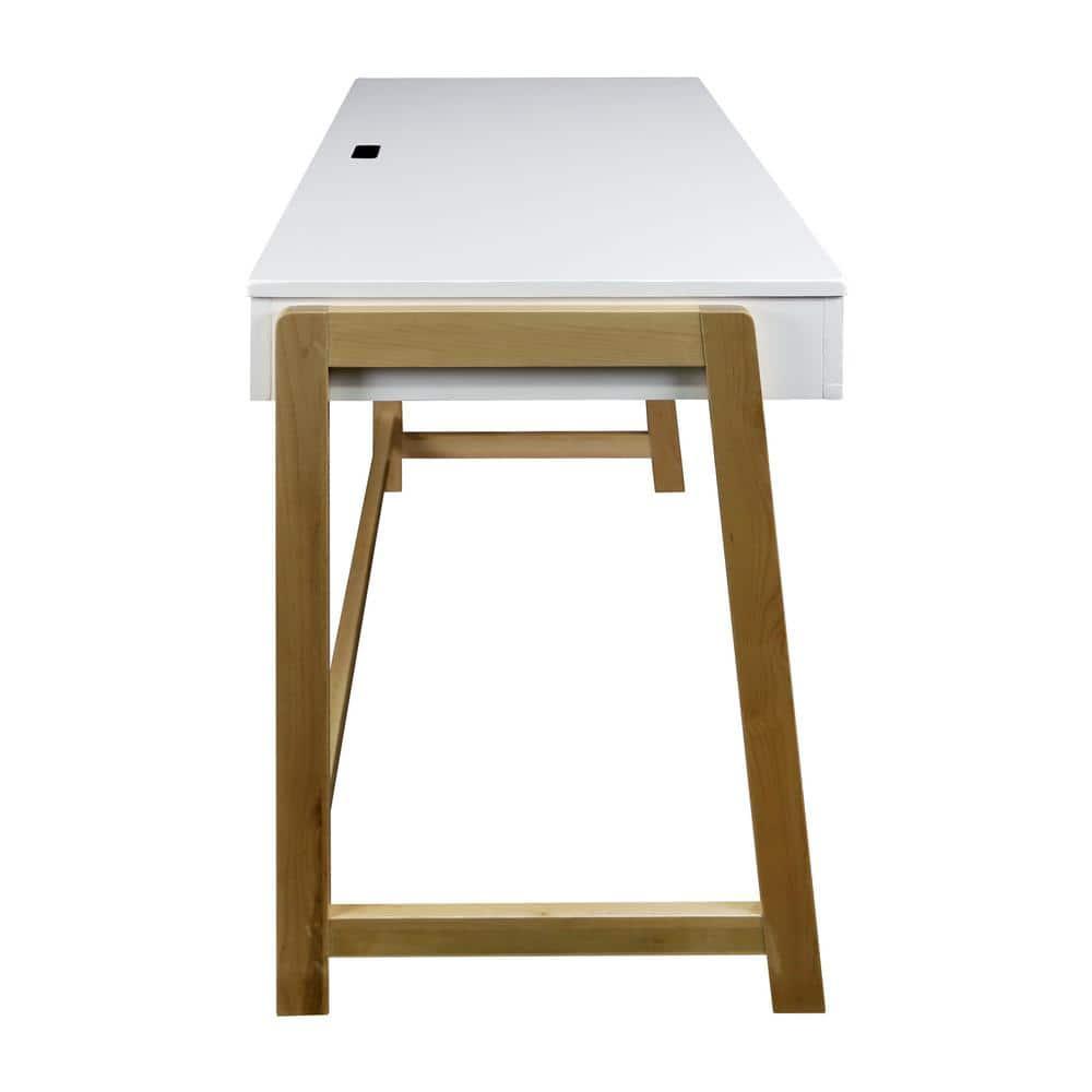 Indoor Furniture Neorustic Smart Desk With Usb Ports - Two-Tone (White,Natural)
