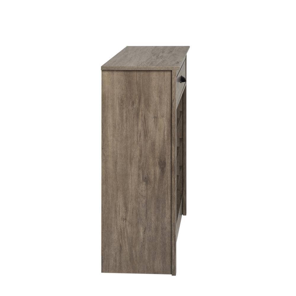 35 in. H x 31.5 in. W 16-Pair Composite Shoe Storage Cabinet with Slim Top Drawer for Entryways, Drifted Gray