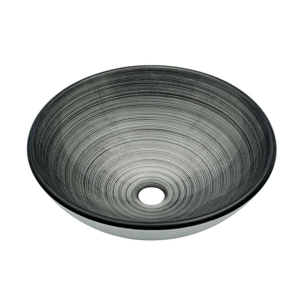 Swiss Madison Cascade 16.5 Glass Vessel Sink with Faucet, Smoky Grey