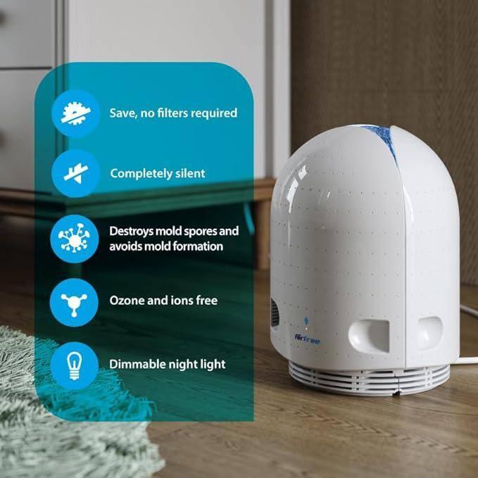 550 sq. ft, Filter-Free Technology, Patented Thermodynamic TSS Air Purifier, White, Destroys Mold, Silent Operation