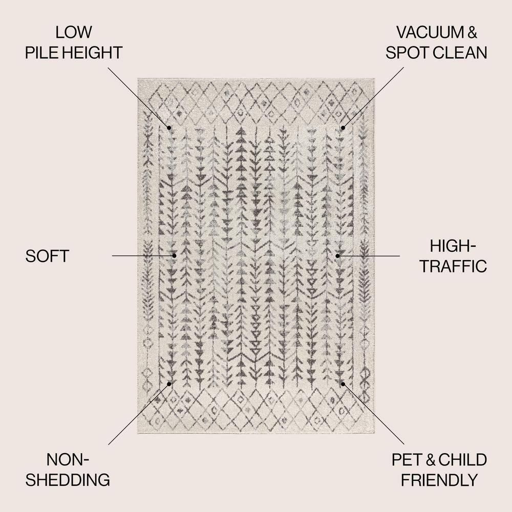 3'x5' Ziri Moroccan Geometric Area Rug, Cream/Gray - JONATHAN Y