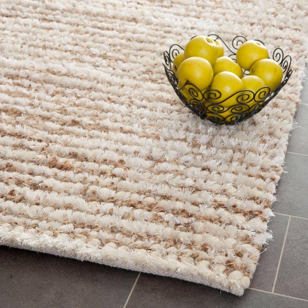 Classic Shag SG640 Hand Woven Area Rug - White/Beige - 7'x7' - Safavieh.