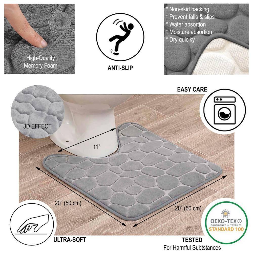 Evideco Contour Bath Rug Memory Foam Mat 3D Pebble 20”L x 20”W