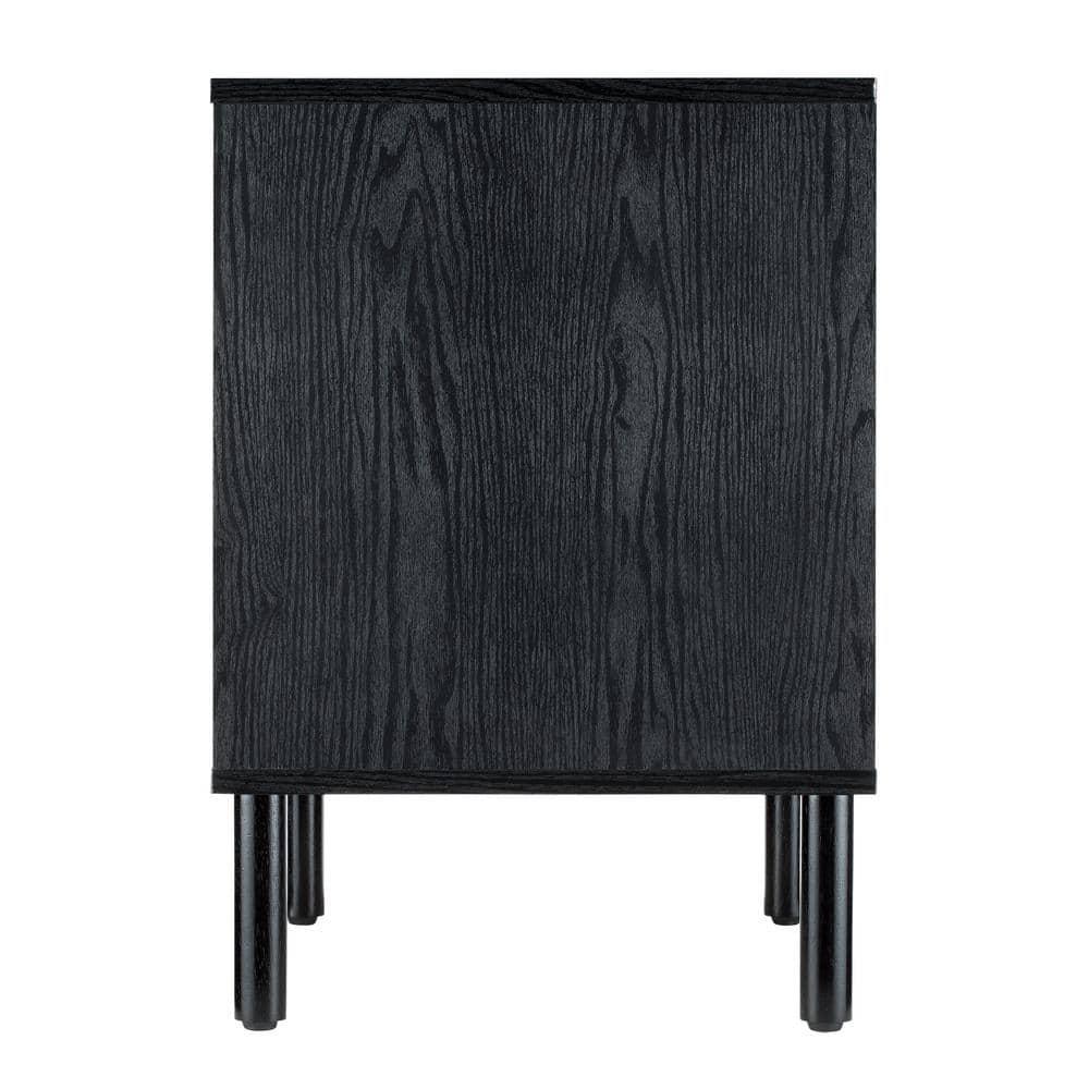Sango Sango Merk 2-Drawer Solid Wood Nightstand, Drawers With Horizontal & Vertical Grooves