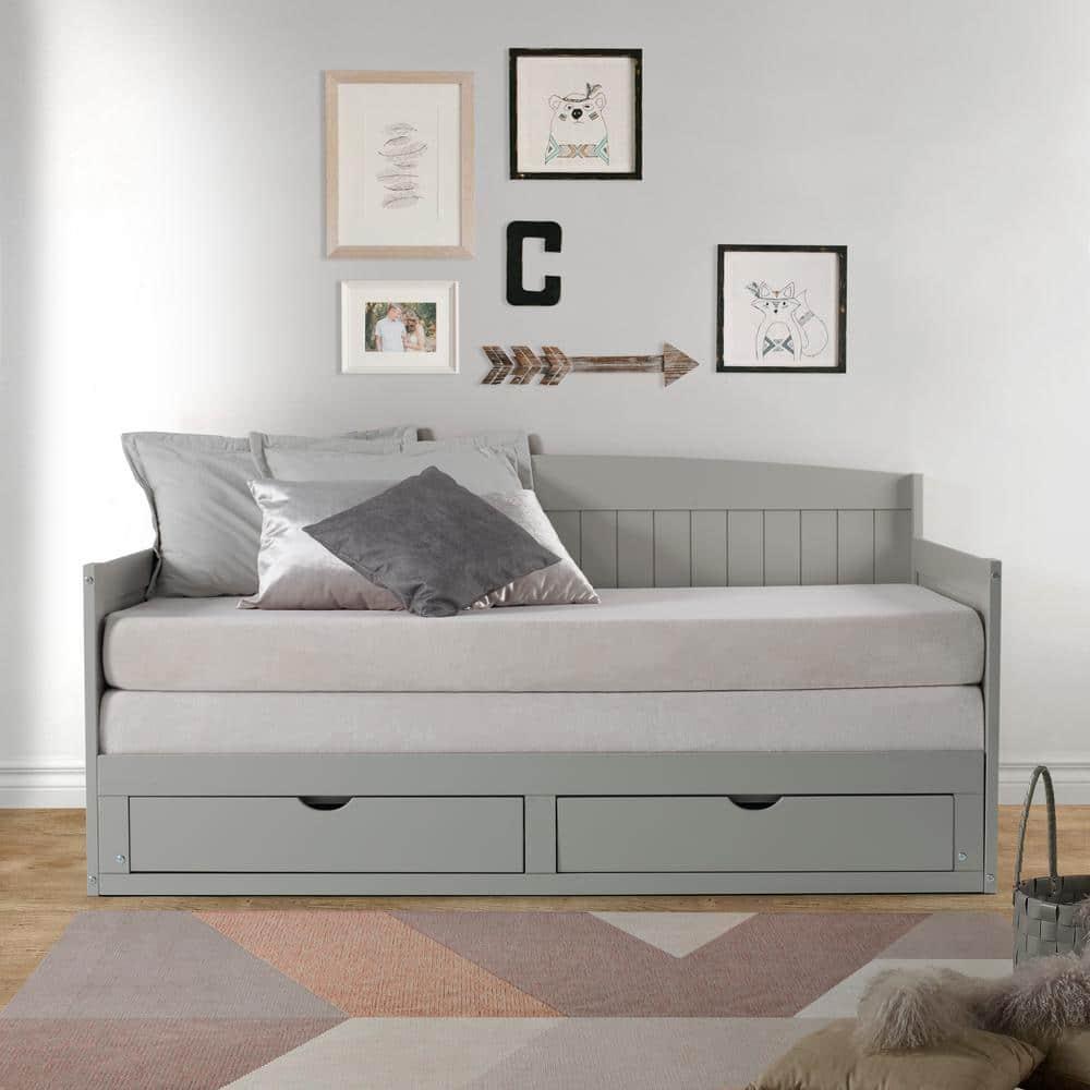 Alaterre Furniture King Harmony Kids' Daybed with Conversion Dove Gray