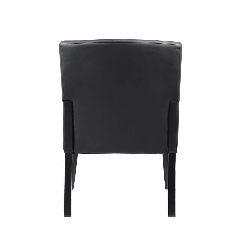 Executive Box Armchair Black - Boss Office Products: Ergonomic, Vinyl Upholstery, Wood Legs, Fixed Height