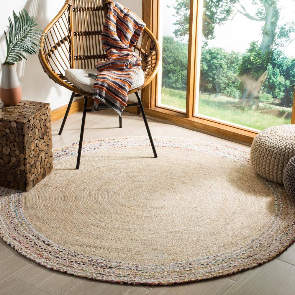 Cape Cod CAP207 Hand Woven Area Rug - Ivory/Light Beige - 4' Round - Safavieh.