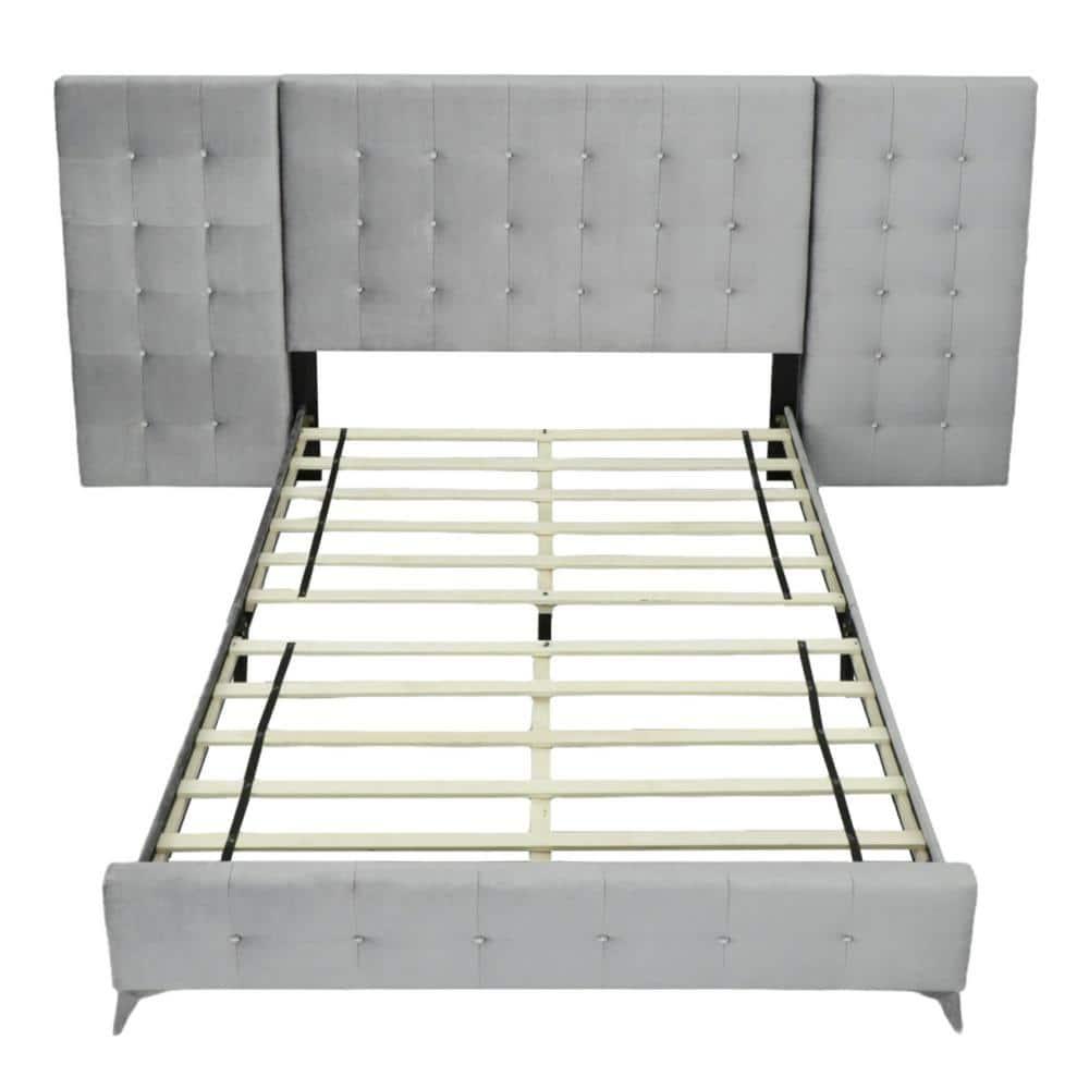 Picket House Furnishings 133"W Wood King Bed with 2 Nightstands in Silver Grey