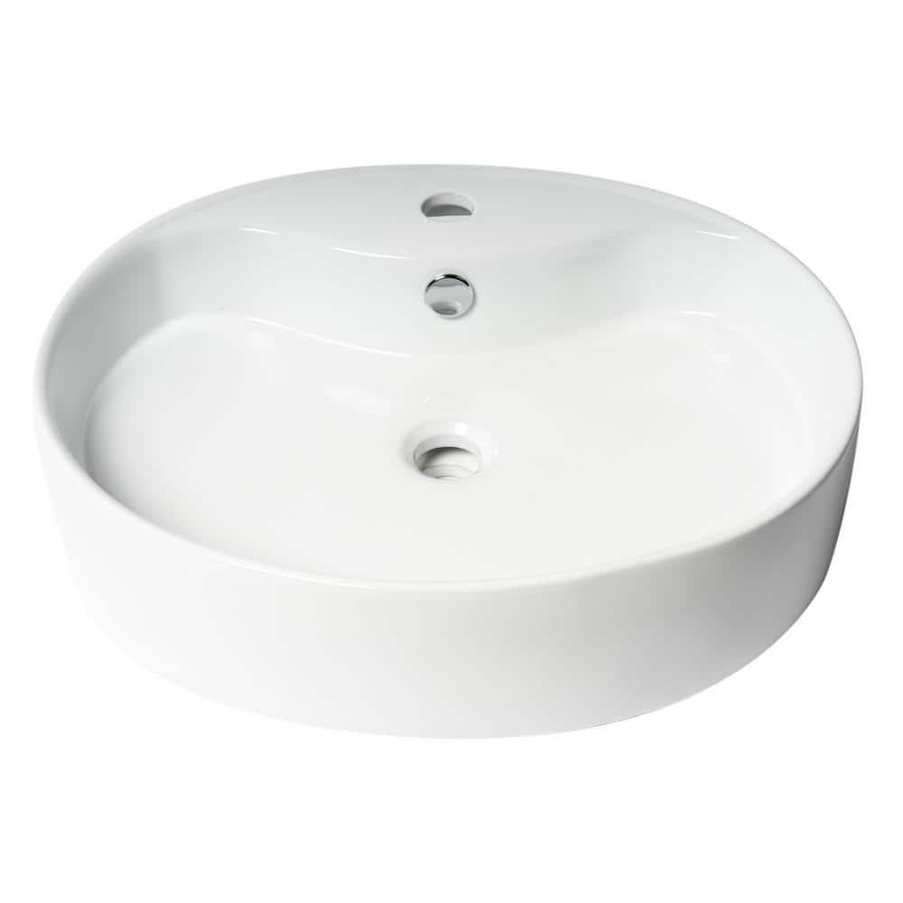 Alfi Brand 18.13'' White No Oval Bathroom Sink with Overflow