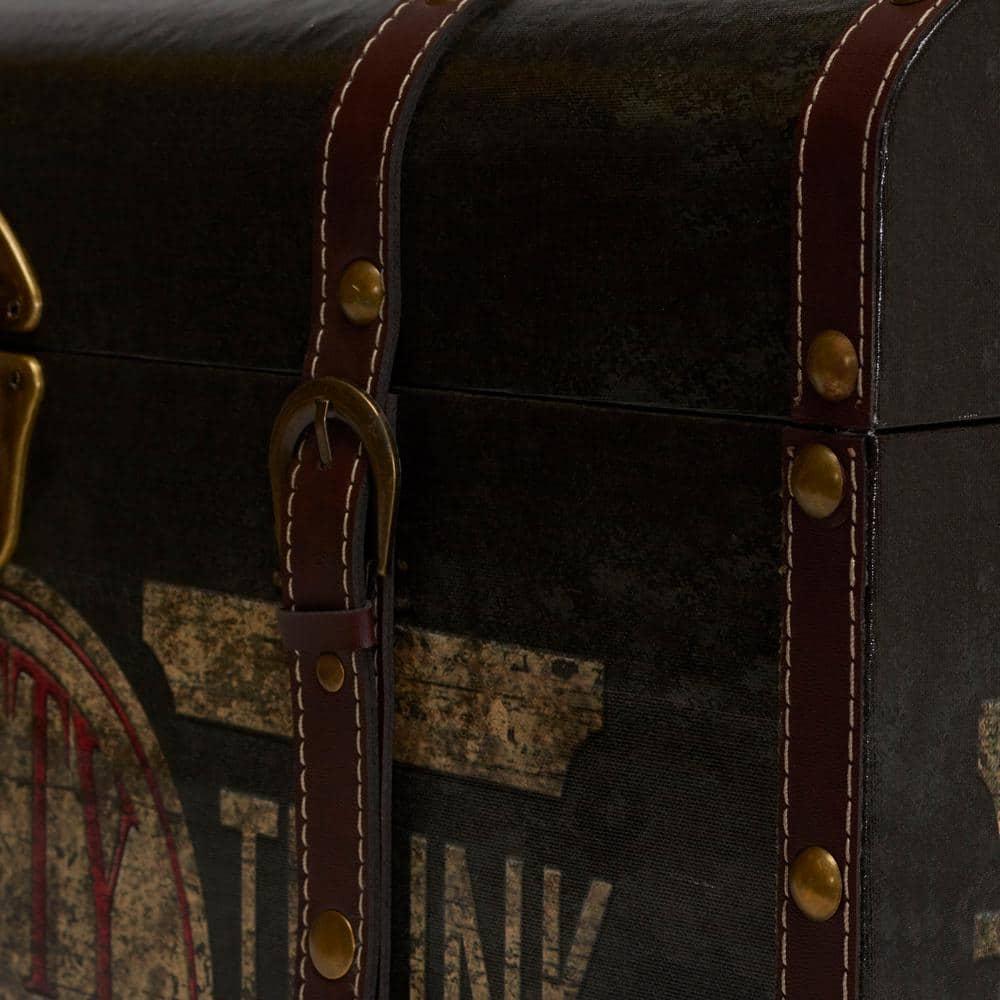 Household Essentials Large Decorative Trunk Green/Black: Multicolored Storage Trunk for All Ages, 22" Width