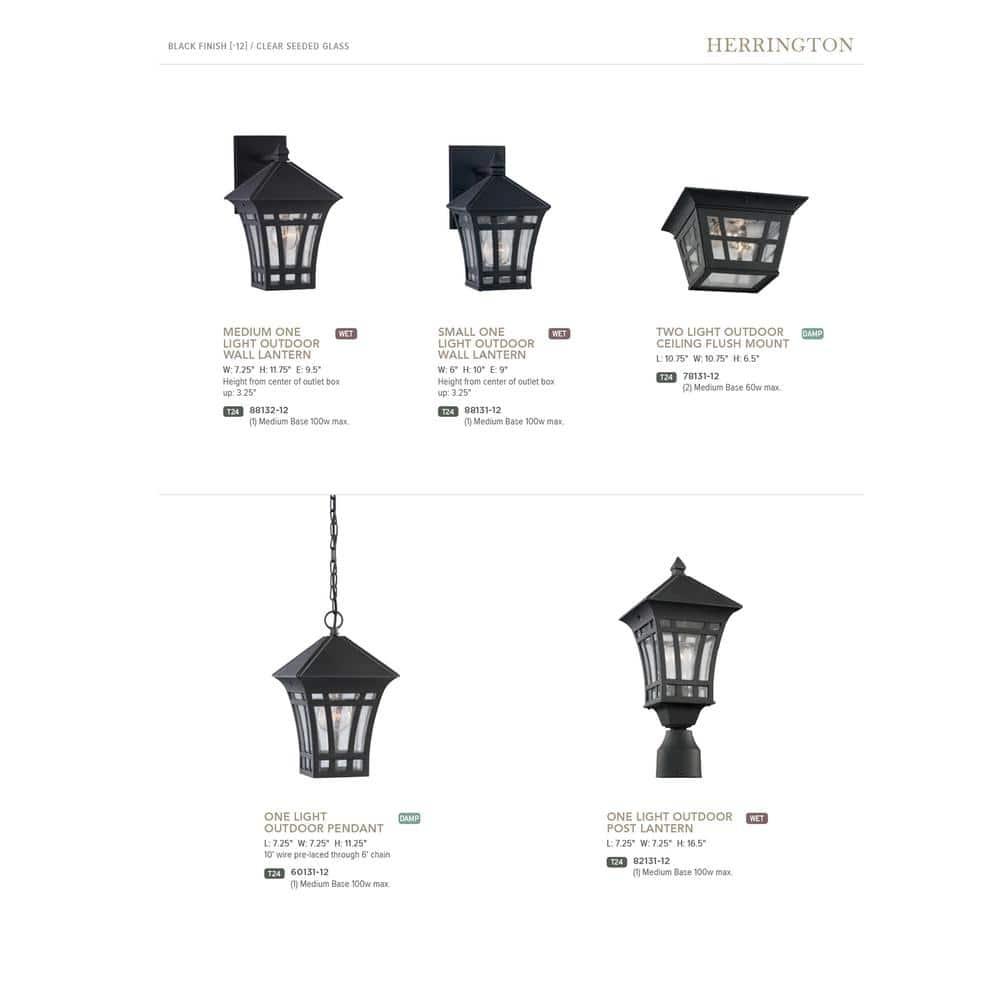 Herrington 1-Light Black Outdoor Hanging Pendant Fixture