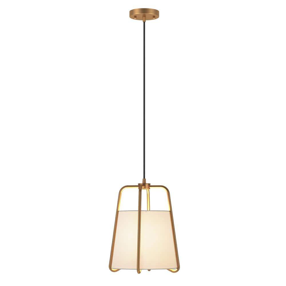 Evelyn&Zoe Mid-Century Modern Fabric and Metal Pendant