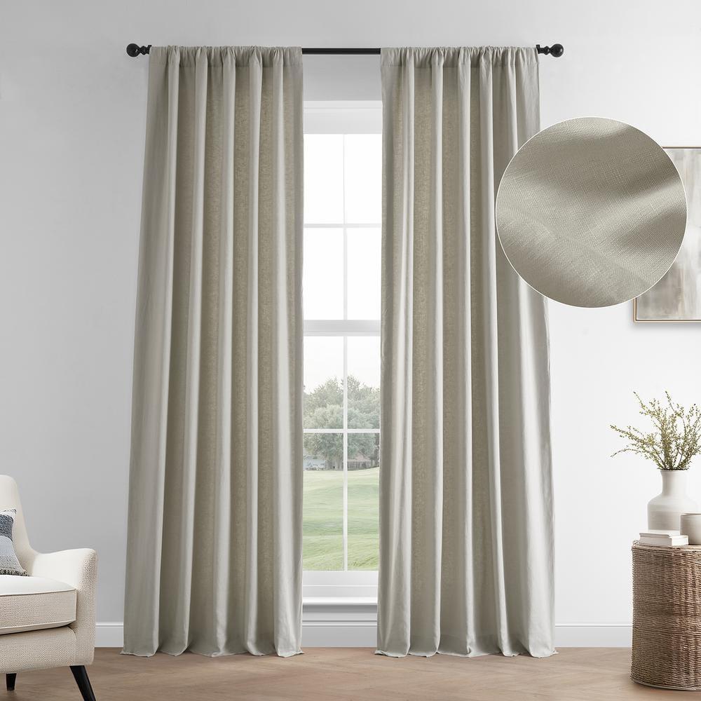 Exclusive Fabrics  French Linen Room Darkening Curtains Panel - Elegant luxurious Drapes (1 Panel) Fresh Khaki 50 X 96 96 Inches
