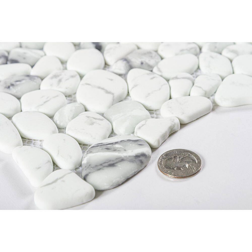 SAMPLE-Mellow Tranquil Gray Novelty Pebble Stone Look Matte Glass Mosaic Wall and Floor Tile