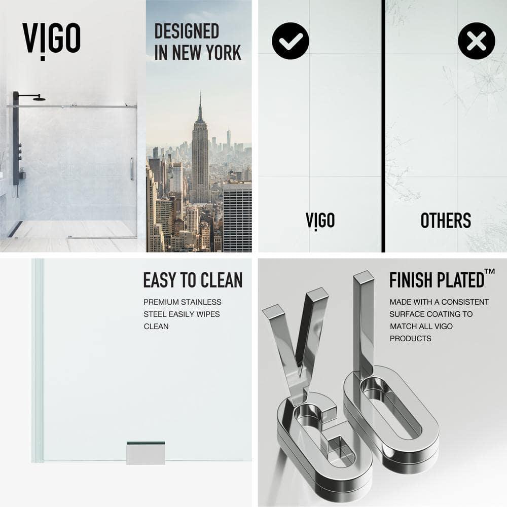 Elan 56-60" W x 76" H Sliding Frameless Shower Door with 3/8" Clear Glass