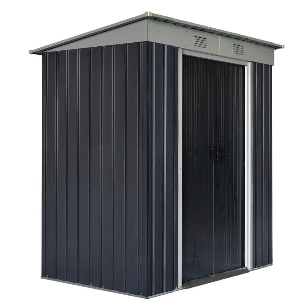 Outsunny 6' x 4' Metal Garden Shed, Backyard Tool Storage Shed with Dual Locking Doors, 2 Air Vents and Steel Frame, Black