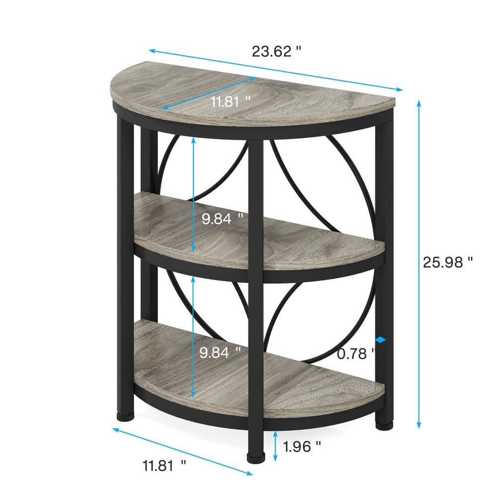 17 Stories 3-Tier Half Round End Table, Narrow Side Table with Metal Frame, Small Half Moon Accent Table for Living Room, Bedroom