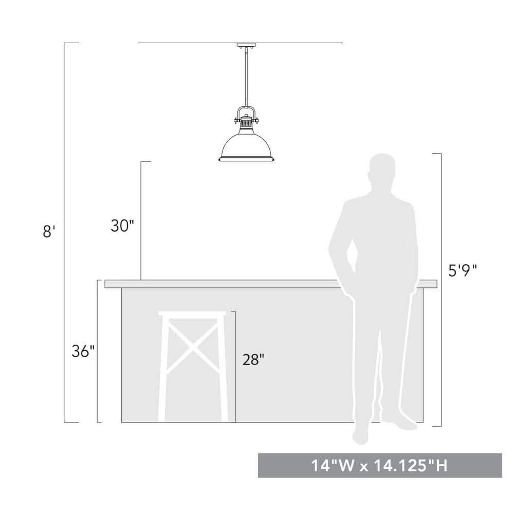 Golden Lighting Duncan 1-Light Large Pendant in Pewter with Matte Black