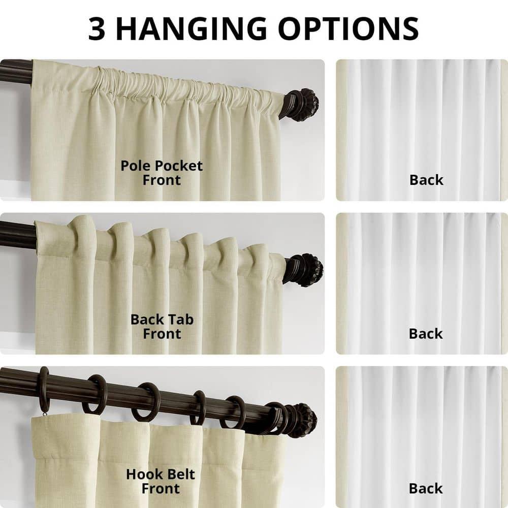 Half Price Drapes Gravity Ivory Italian Faux Linen Room Darkening Curtains (1 Panel), 50W X 108L