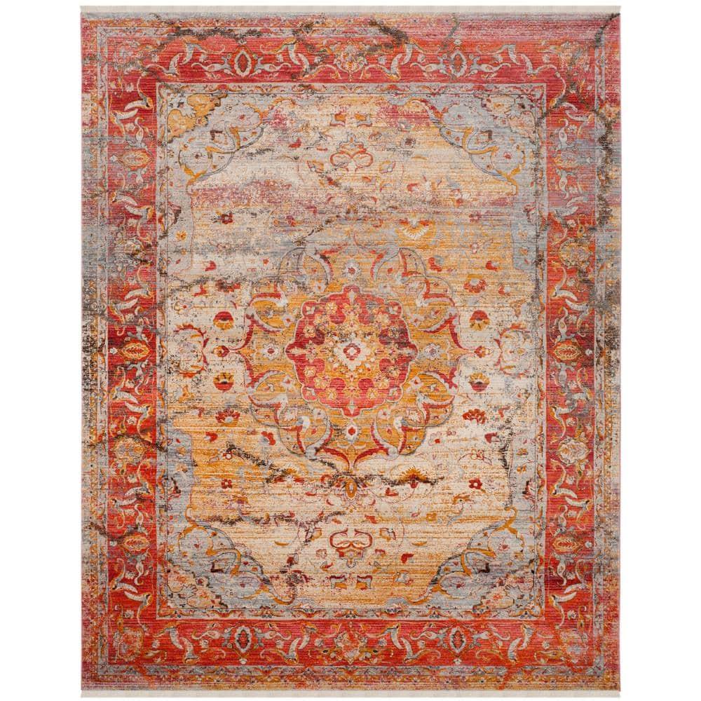 SAFAVIEH Vintage Persian Trina Traditional Polyester Area Rug, Saffron/Cream, 9' x 11'7"