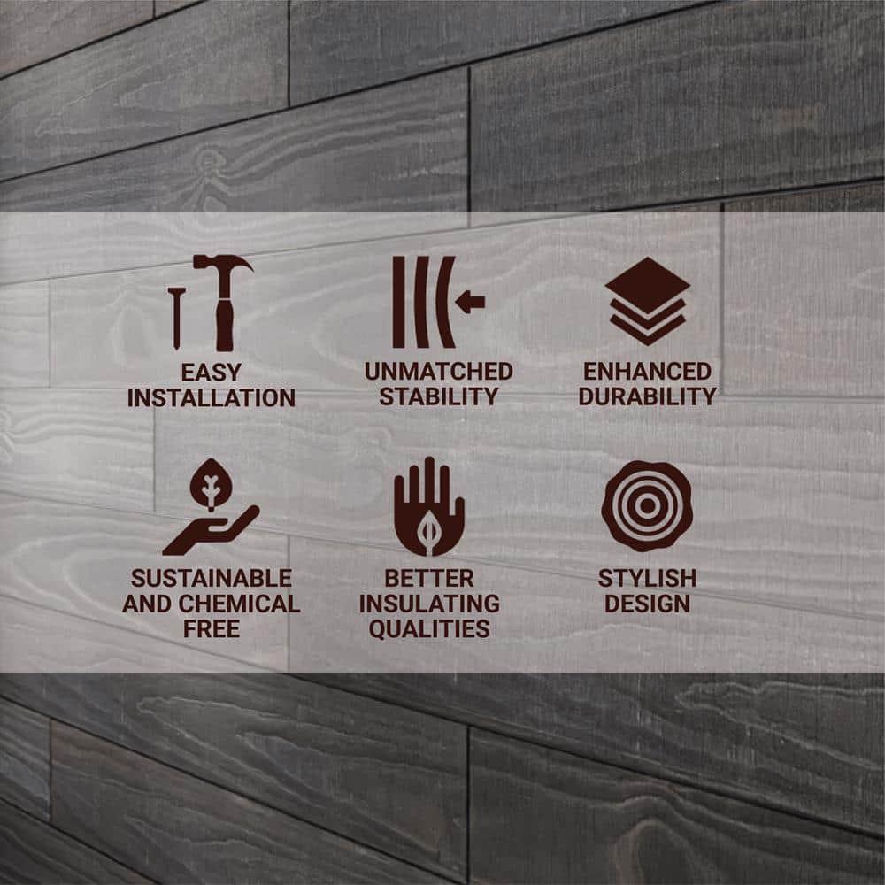 Thermo-Treated 1/4 in. x 5 in. x 4 ft. Barn Wood Wall Planks (10 sq. ft. 6-Pack)