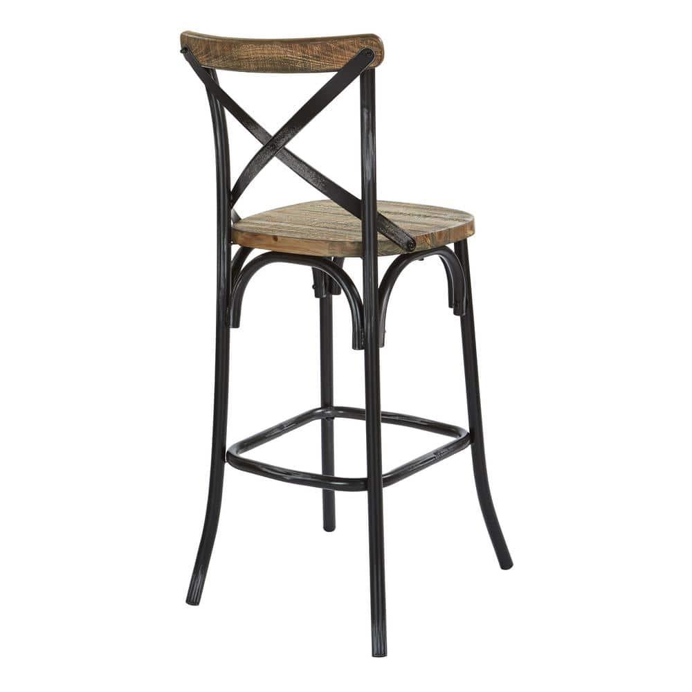 OSP Home Furnishings Somerset 30" Bar Stool with Back in Antique Black K/D