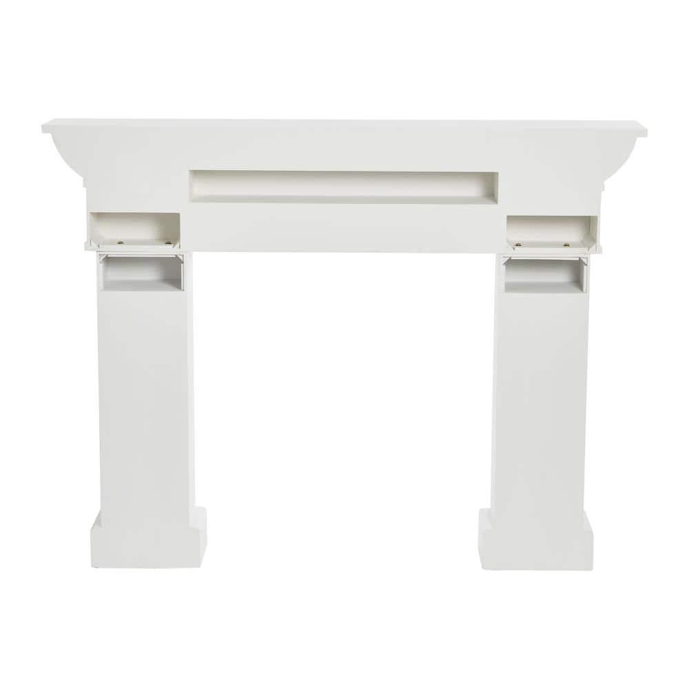 Storied Home Monolith Decorative Fireplace Mantel White: Fir Wood & MDF, Wall Mount, 49.625"H