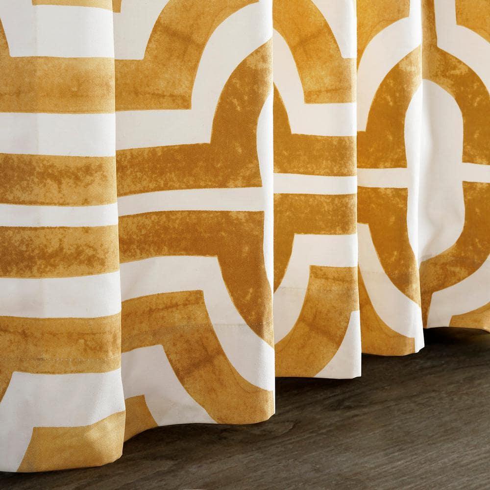 HPD Half Price Drapes Geometric Printed Curtains 96 Inches Long Luxury Cotton Curtains (1 Panel) Room Darkening Window Curtains for Bedroom & Living Room, 50W x 96L, Mecca Geometric Gold
