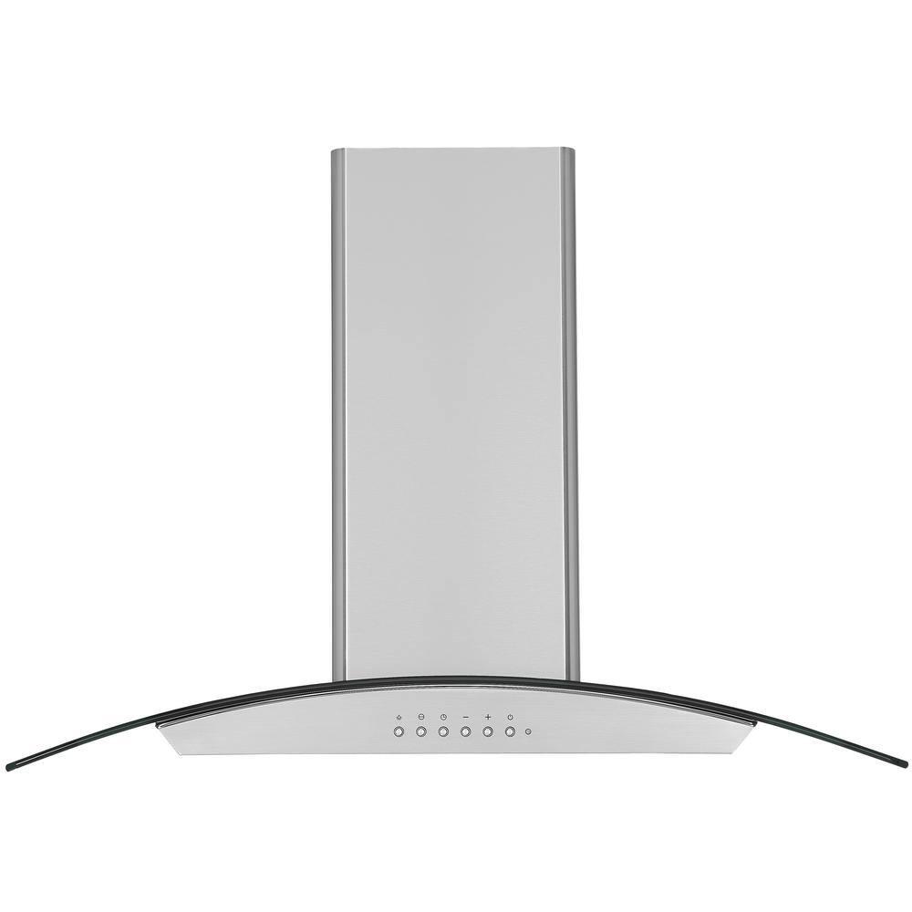 Ancona Convertible Island Glass Canopy Range Hood, Night Light Feature, 36 in.