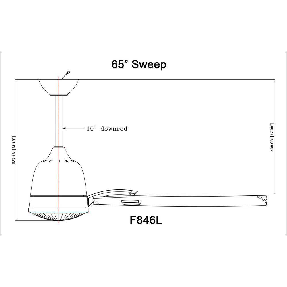 65" 10 - Blade LED Standard Ceiling Fan with Remote Control and Light Kit Included