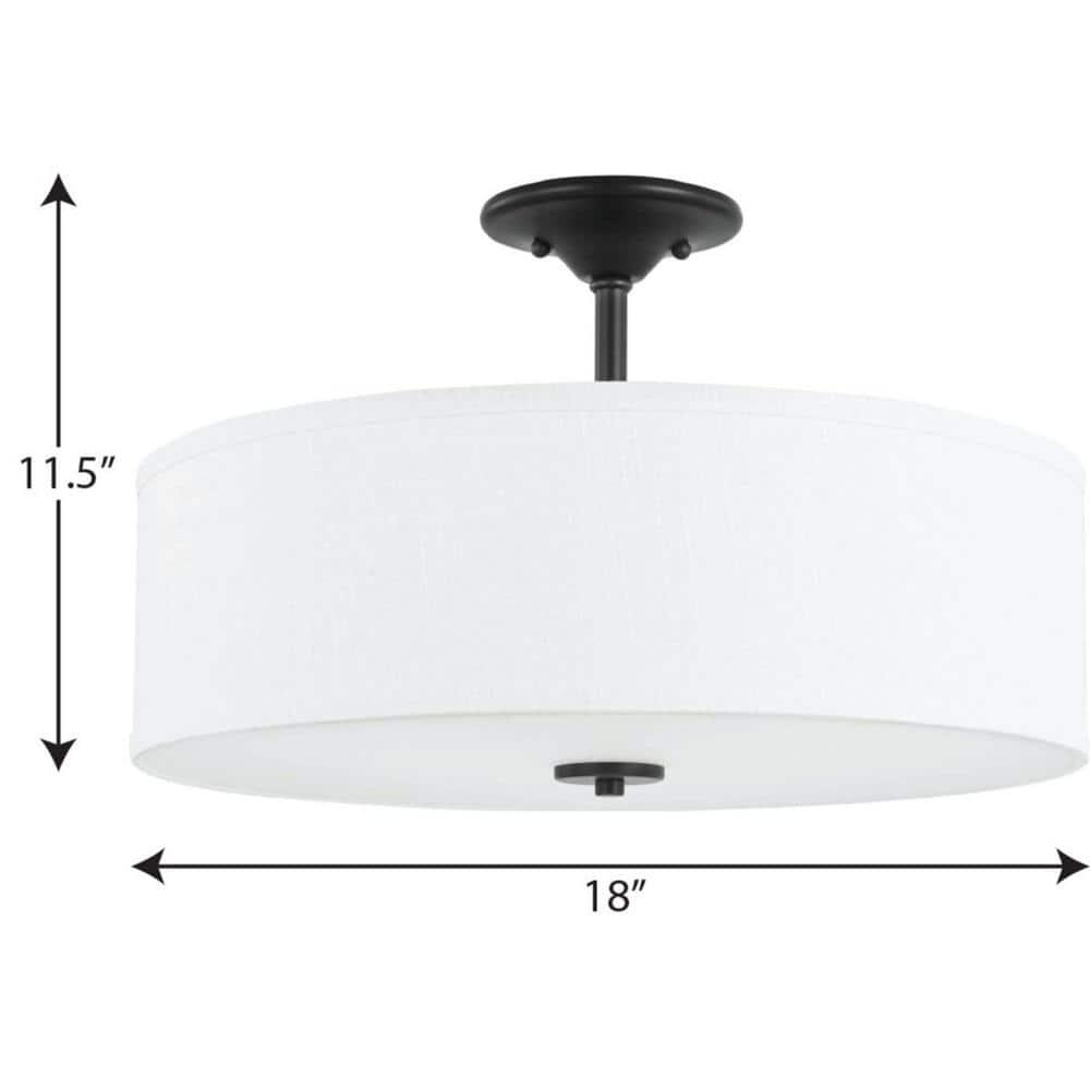 Progress Lighting, Inspire Collection, 3-Light Semi-Flush Mount, Graphite, Summer Linen Shade