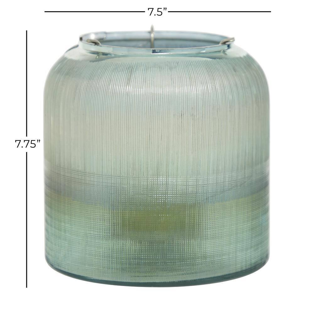 DecMode 7.5"W, 7.75"H Glass Contemporary Candle Holder, Turquoise, 1 - Piece