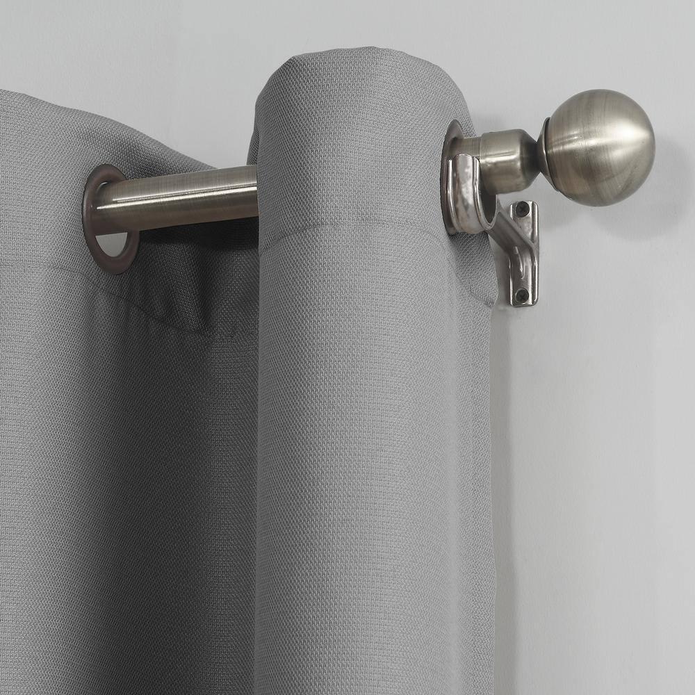 No. 918 Sora Casual Textured Semi-Sheer Grommet Curtain Panel, 40"x63", Gray
