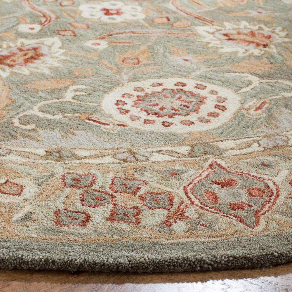 Anatolia Sage/Ivory 4 ft. x 4 ft. Round Border Area Rug