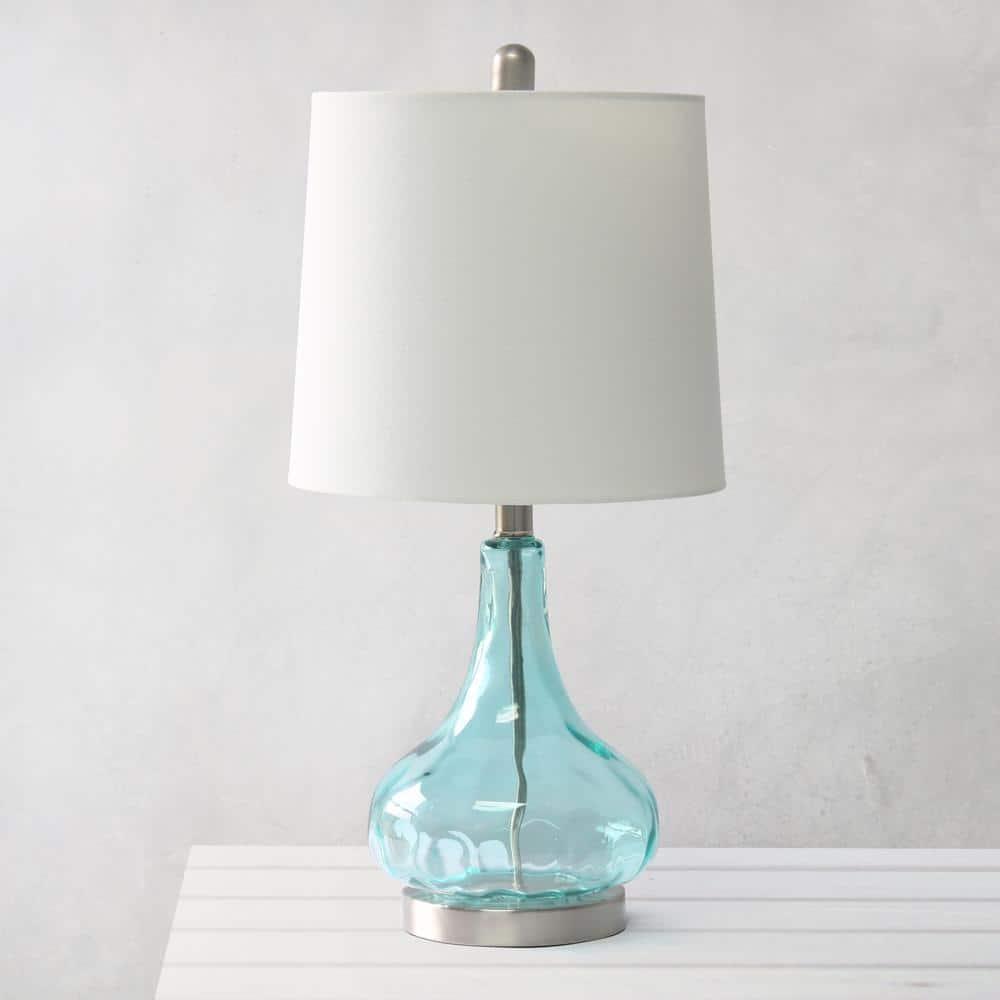 Elegant Designs Clear Glass Table Lamp, Blue