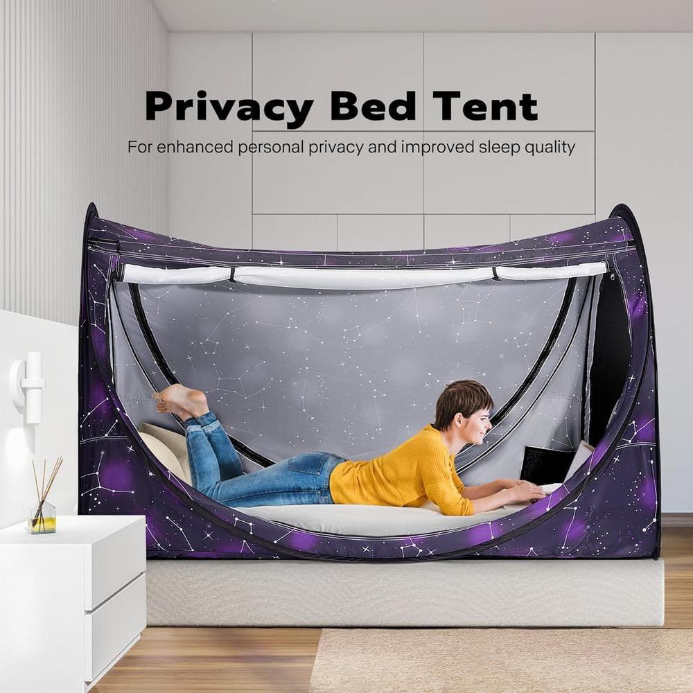 VIVOHOME Polyester Pop-Up Privacy Bed Canopy Twin Size