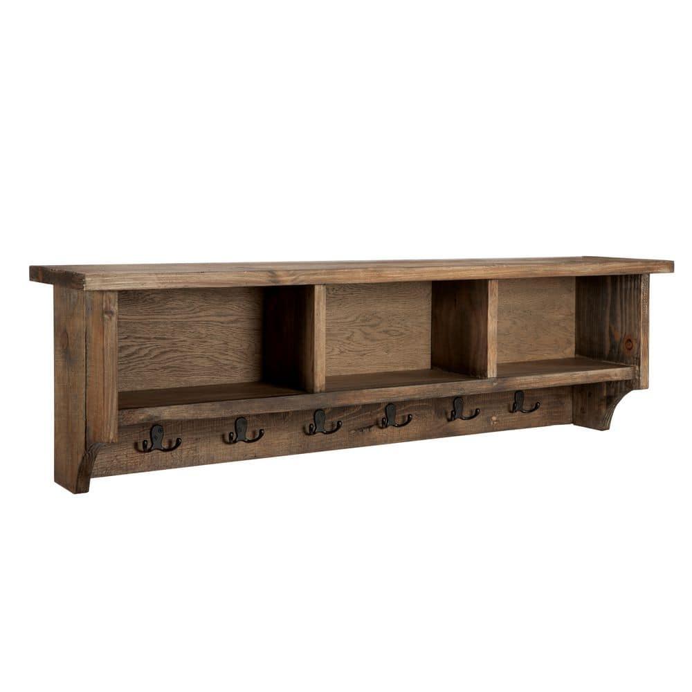 48 in. Pomona Metal & Wood Entryway Coat Hook with Storage Cubbies