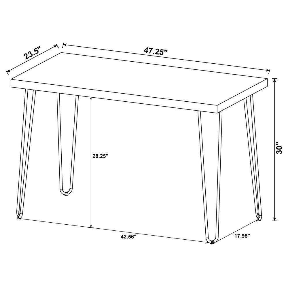Coaster Ems Minimal Writing Desk with Hairpin Legs Salvaged Cabin: Industrial Style, Melamine Veneer Surface, Steel Frame