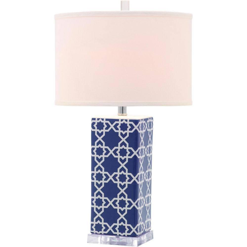 Quatrefoil Table Lamp (Set of 2) - Navy - Safavieh.