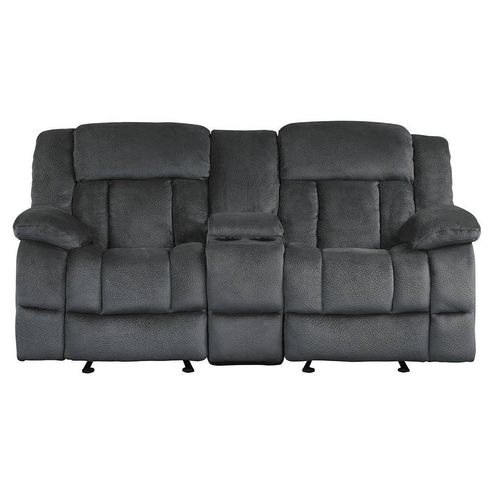 Lexicon Laurelton Microfiber Double Glider Reclining Love Seat in Charcoal